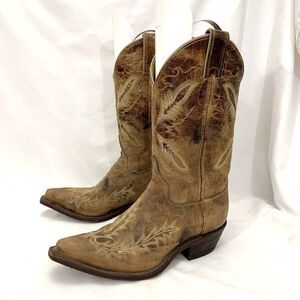 Justin Bent Rail 11" Distressed Tan Cowboy Boots BRL107 Wms EXCELLENT COND